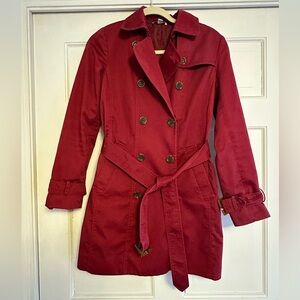 L.L. Bean Women’s red double breasted trench coat